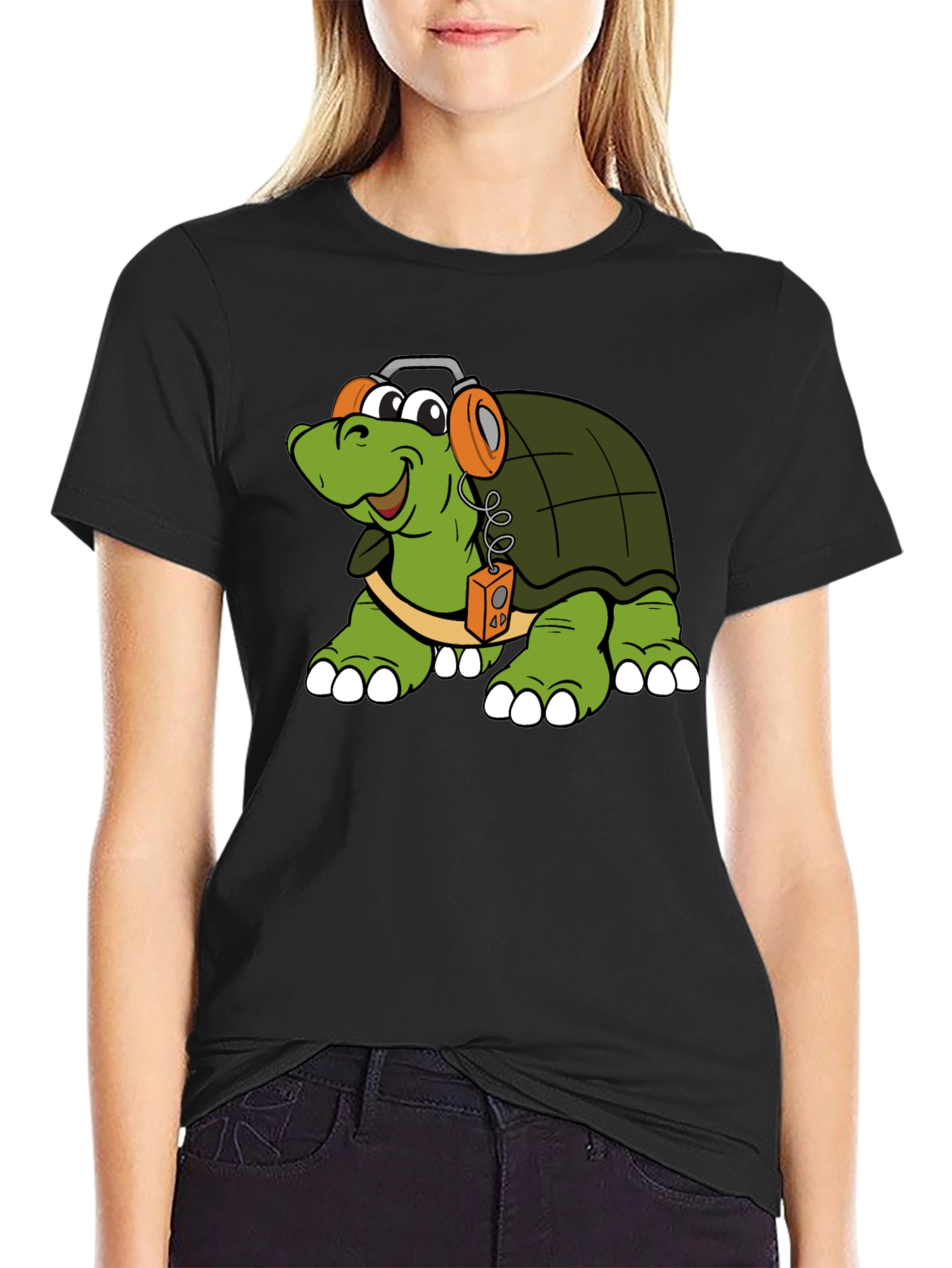 Turtle with Headphones Graphic T-Shirt