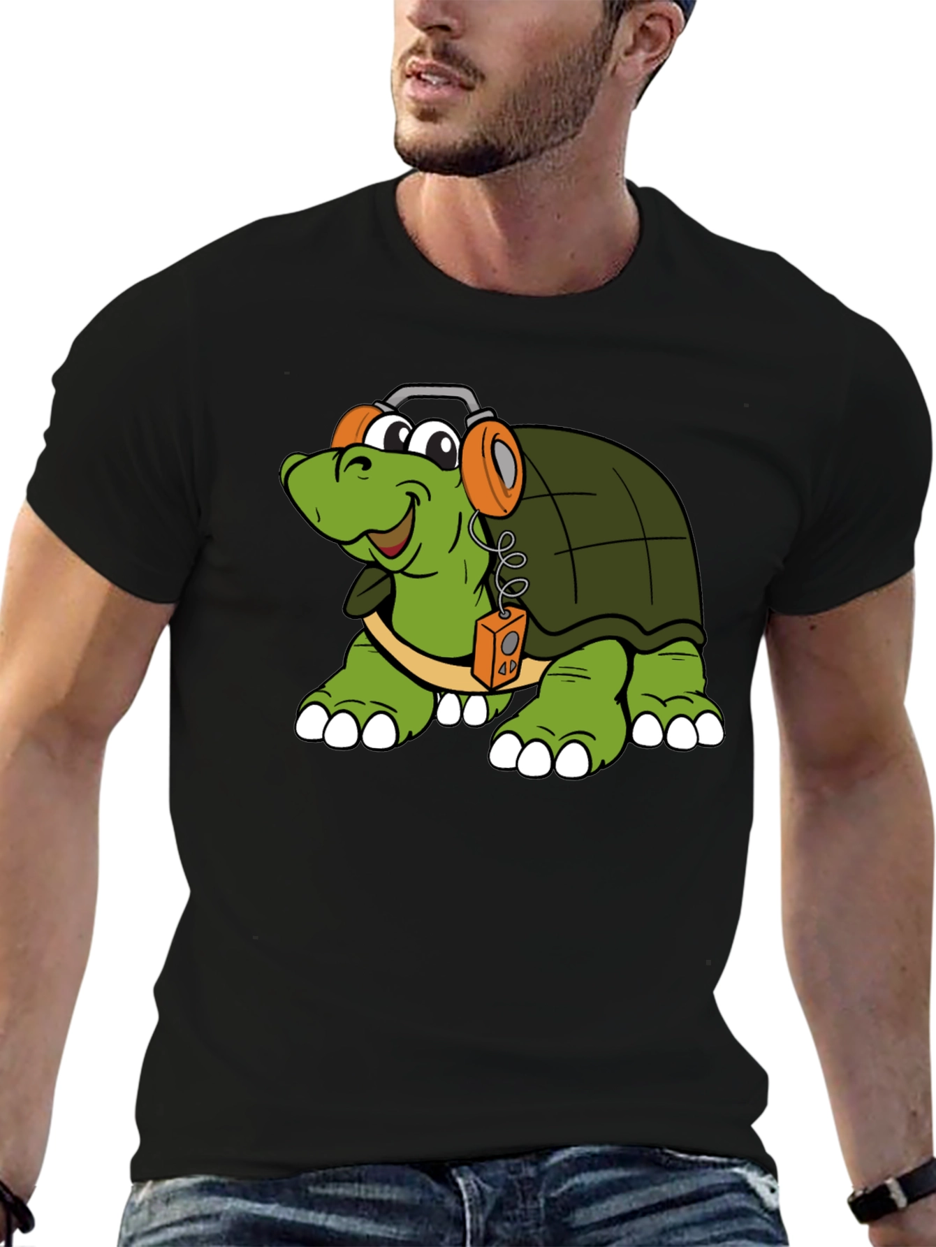 Turtle with Headphones Graphic T-Shirt