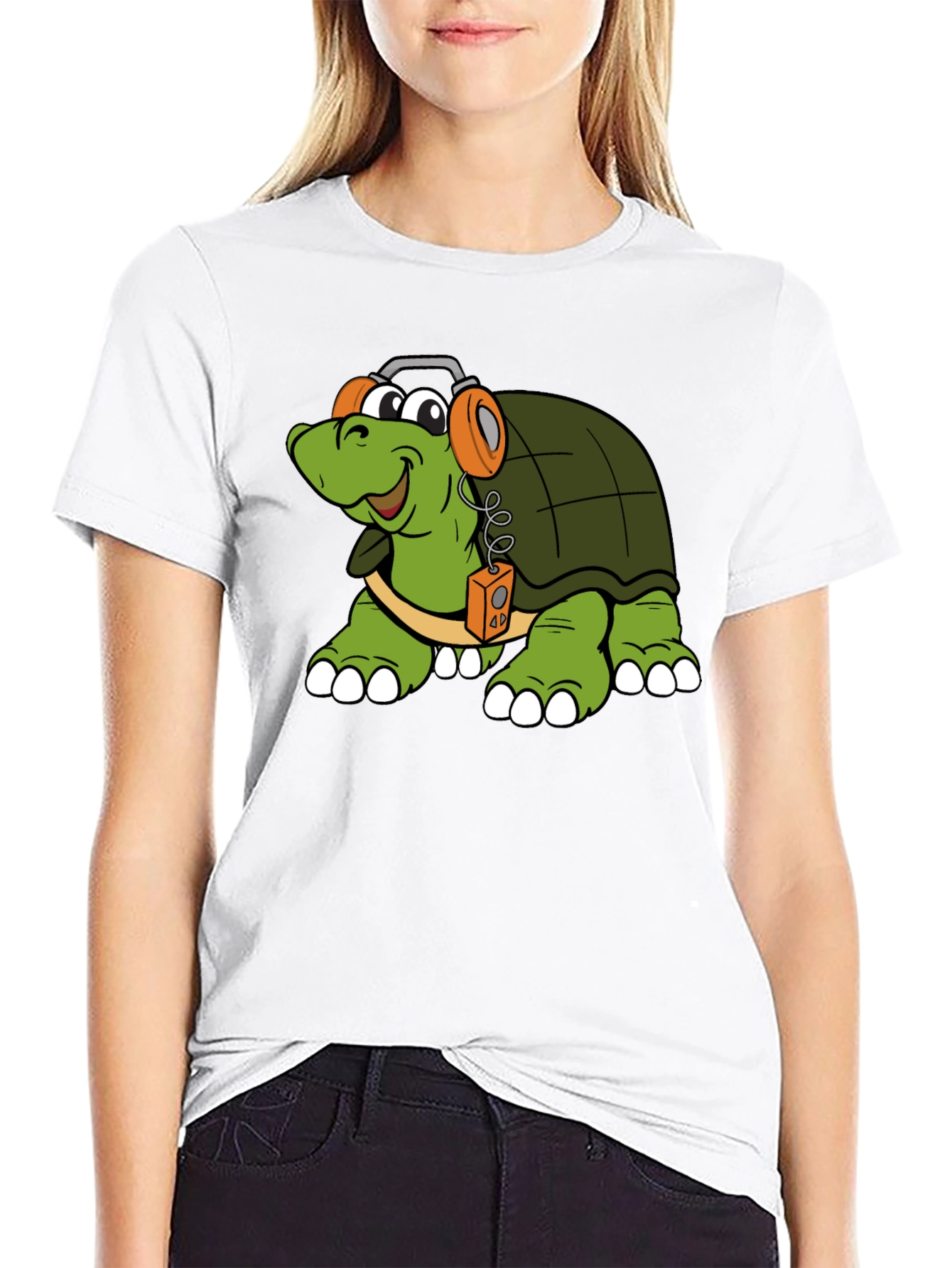 Turtle with Headphones Graphic T-Shirt