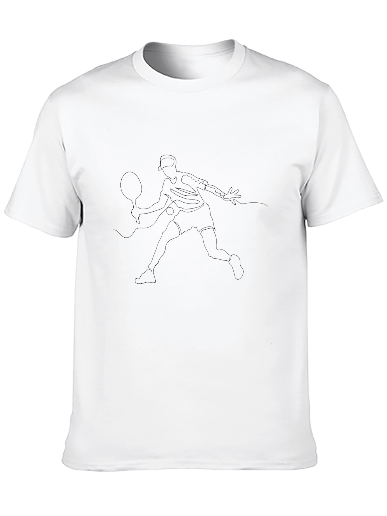 Minimalist Tennis Player Line Art T-Shirt