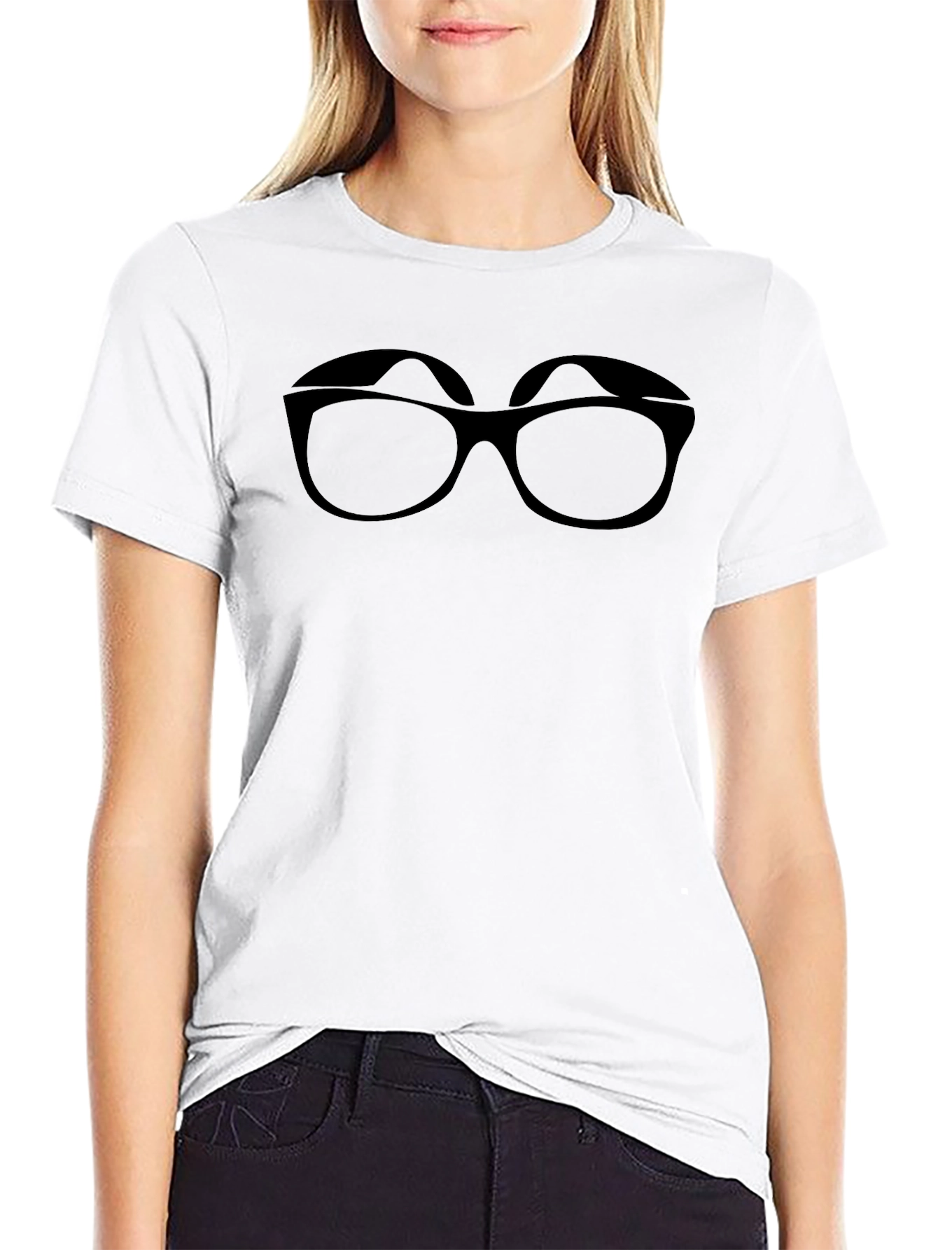 Black T-Shirt with Eyeglasses Graphic