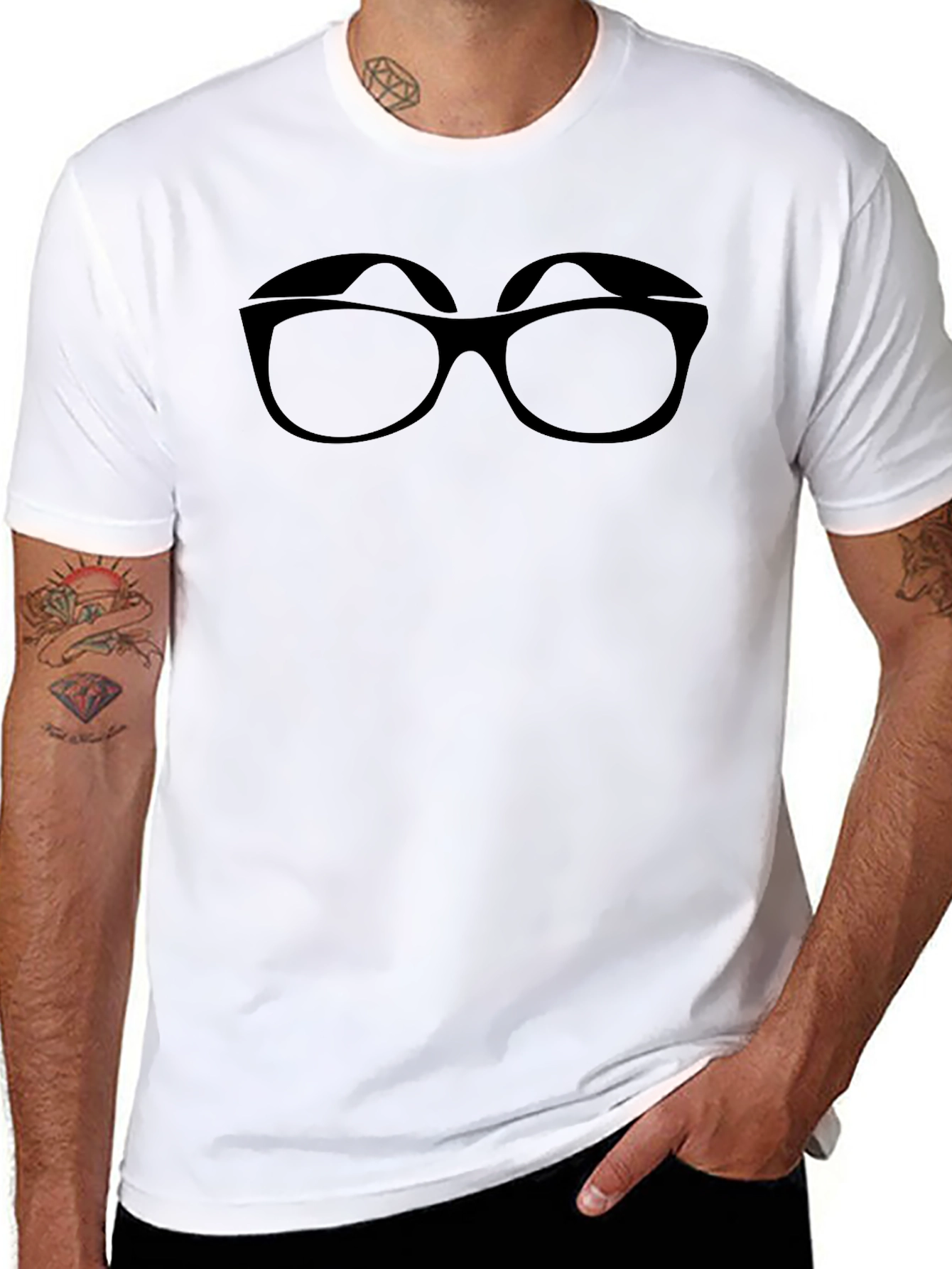 Black T-Shirt with Eyeglasses Graphic