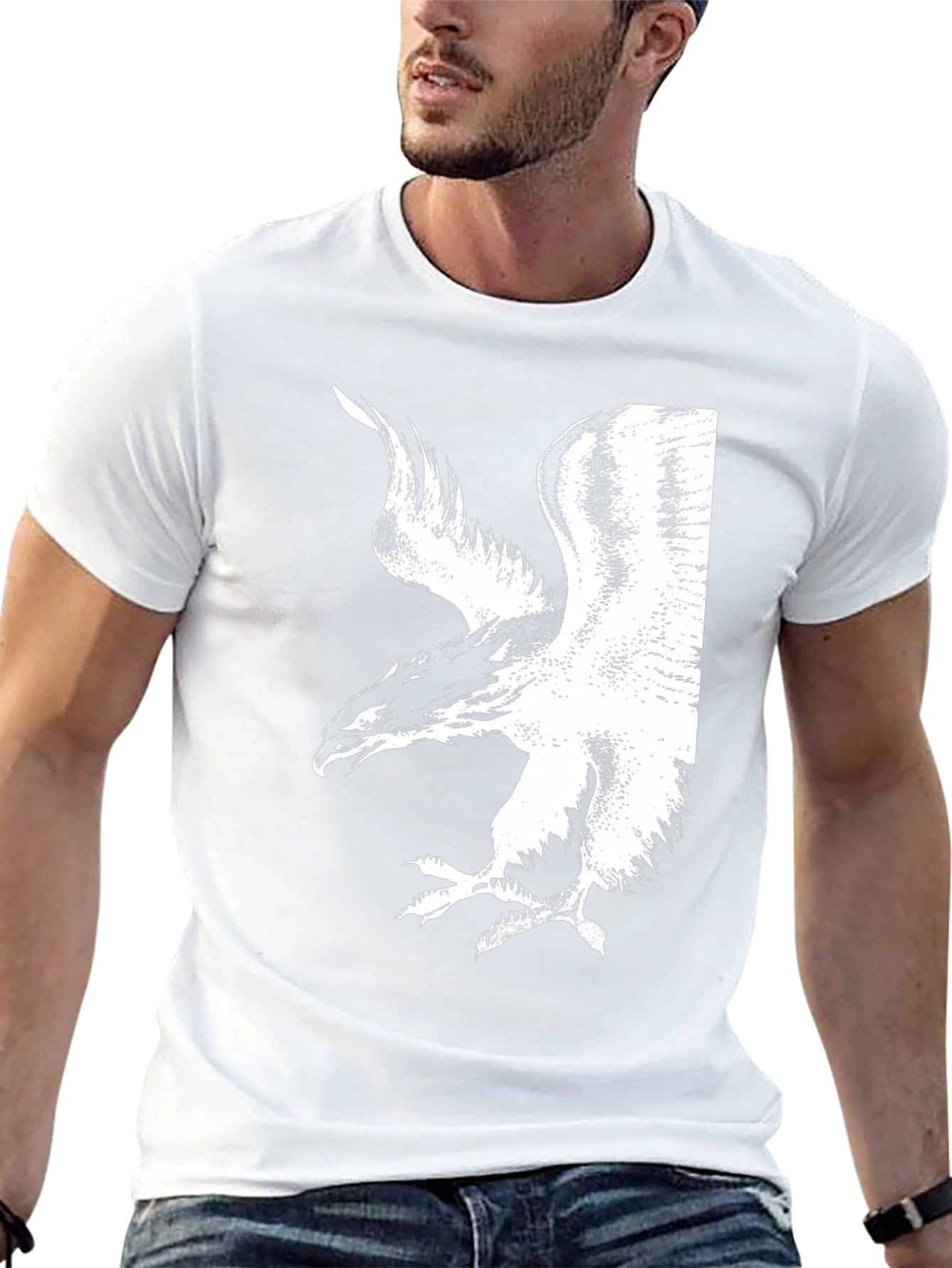 Black T-Shirt with White Phoenix Graphic