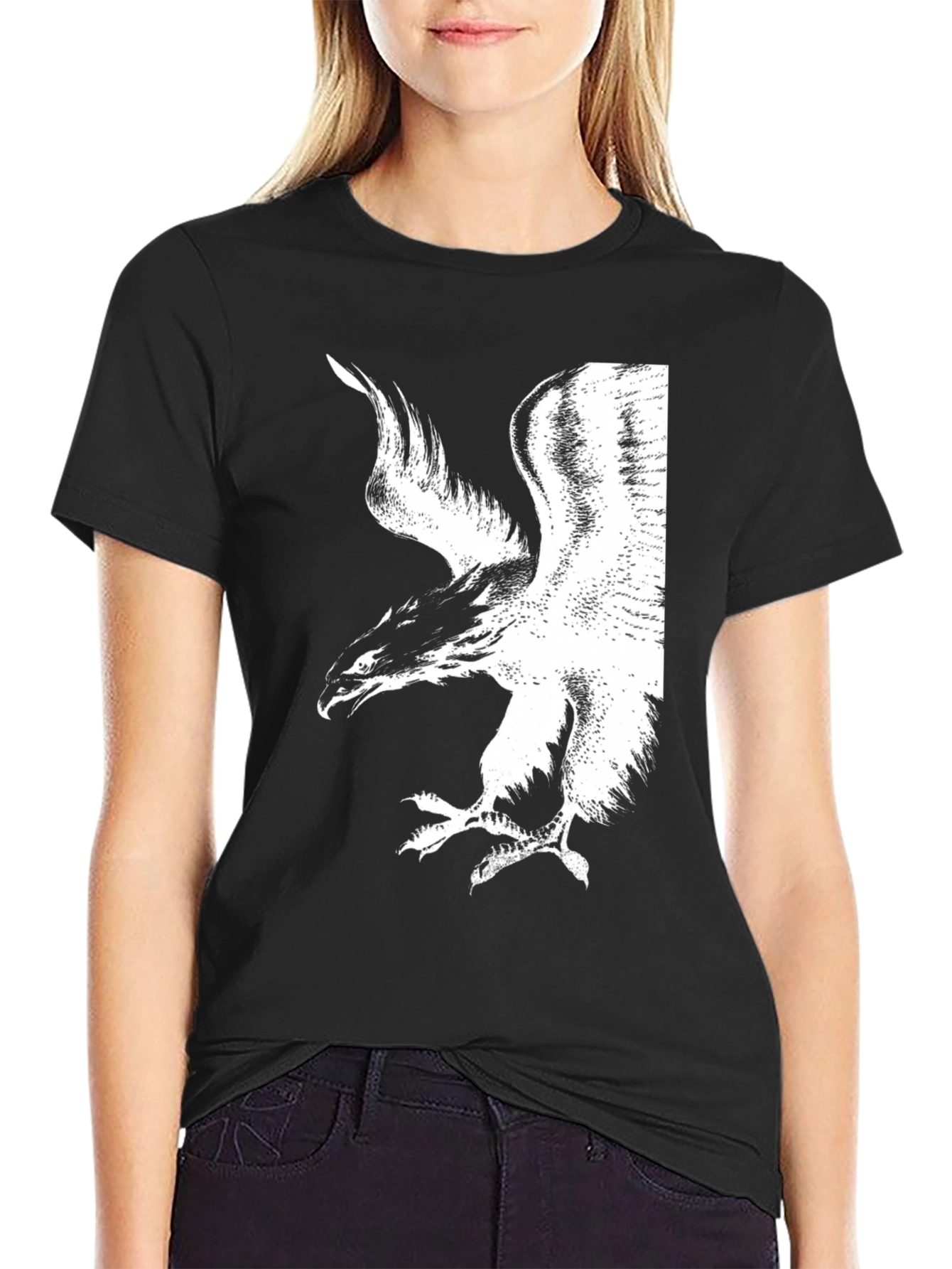 Black T-Shirt with White Phoenix Graphic