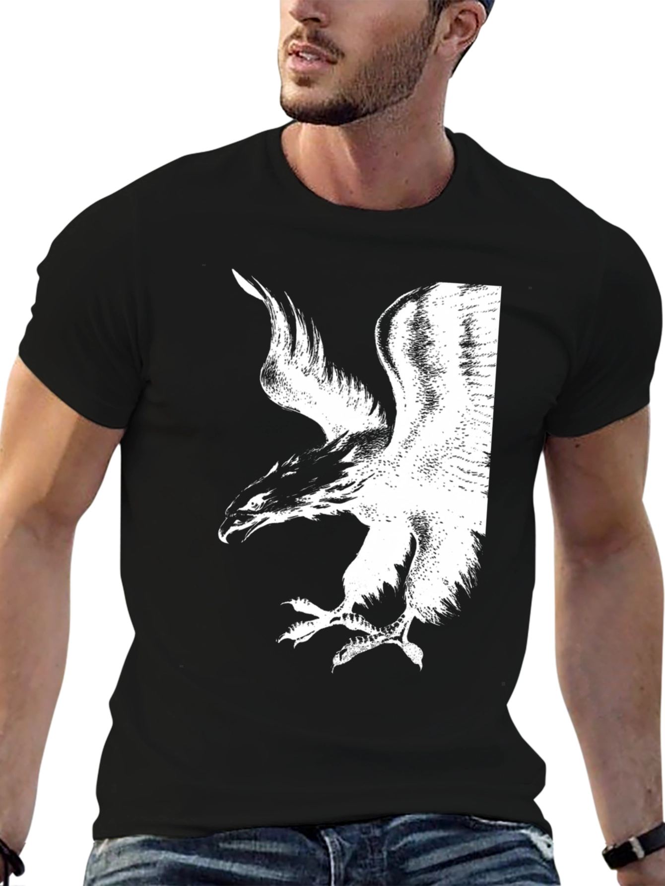 Black T-Shirt with White Phoenix Graphic