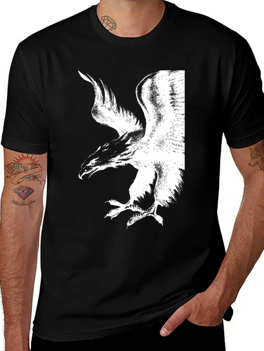 Black T-Shirt with White Phoenix Graphic