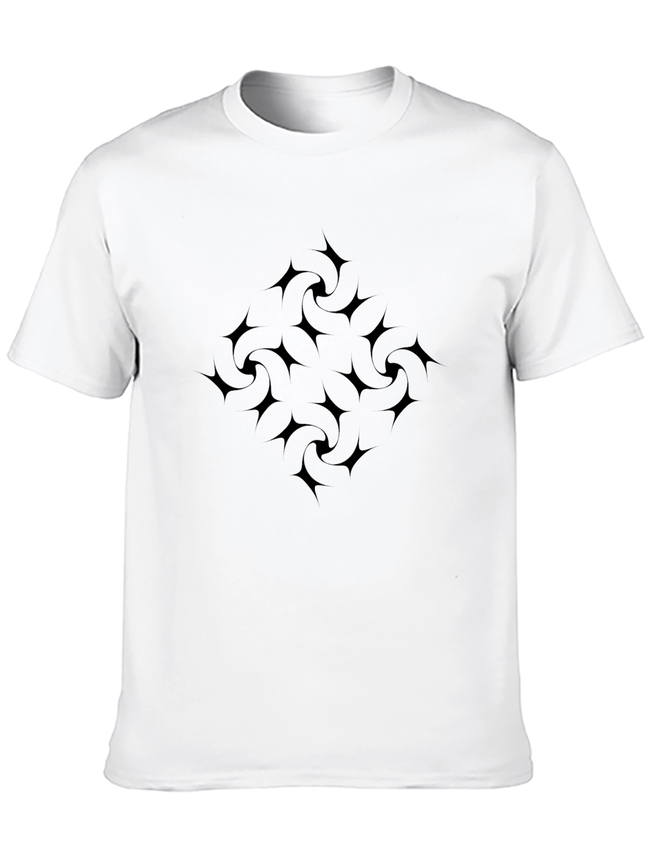 Mens Black Graphic Tee - Swirl Star Design