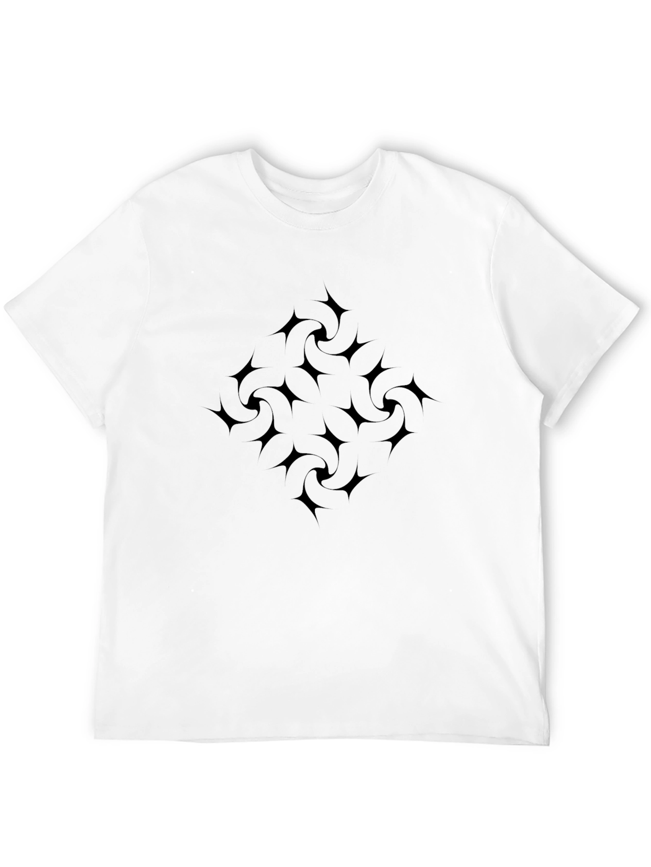 Mens Black Graphic Tee - Swirl Star Design