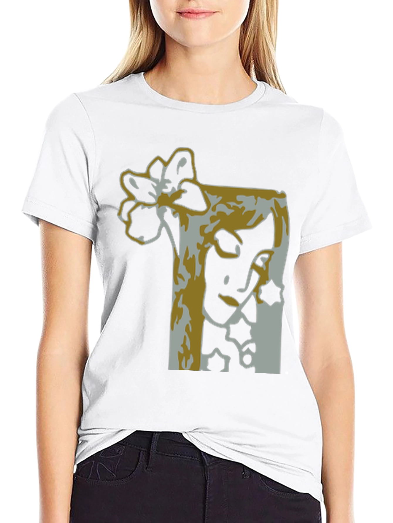 Abstract Flower Graphic Tee - Stylish Black T-Shirt