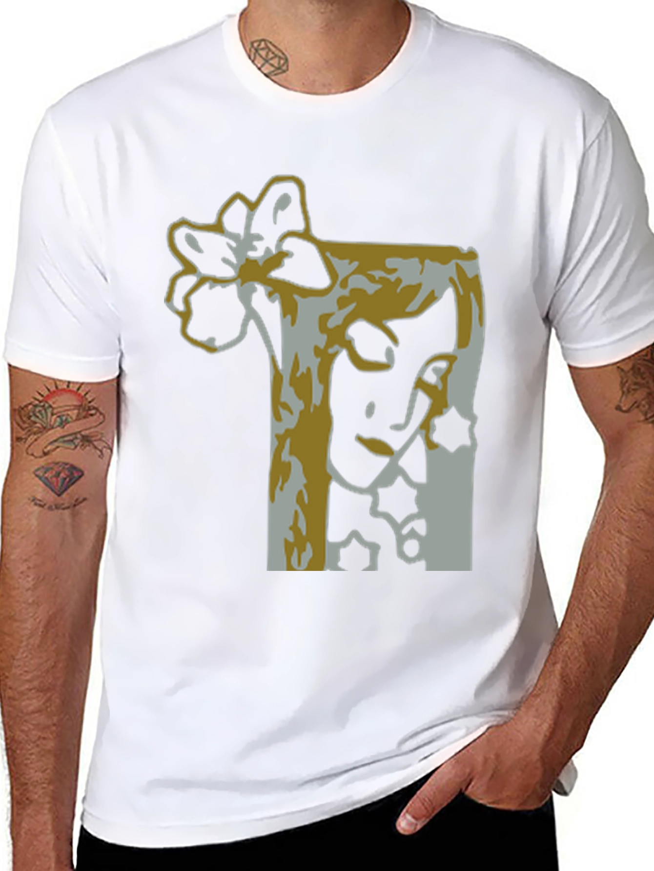 Abstract Flower Graphic Tee - Stylish Black T-Shirt