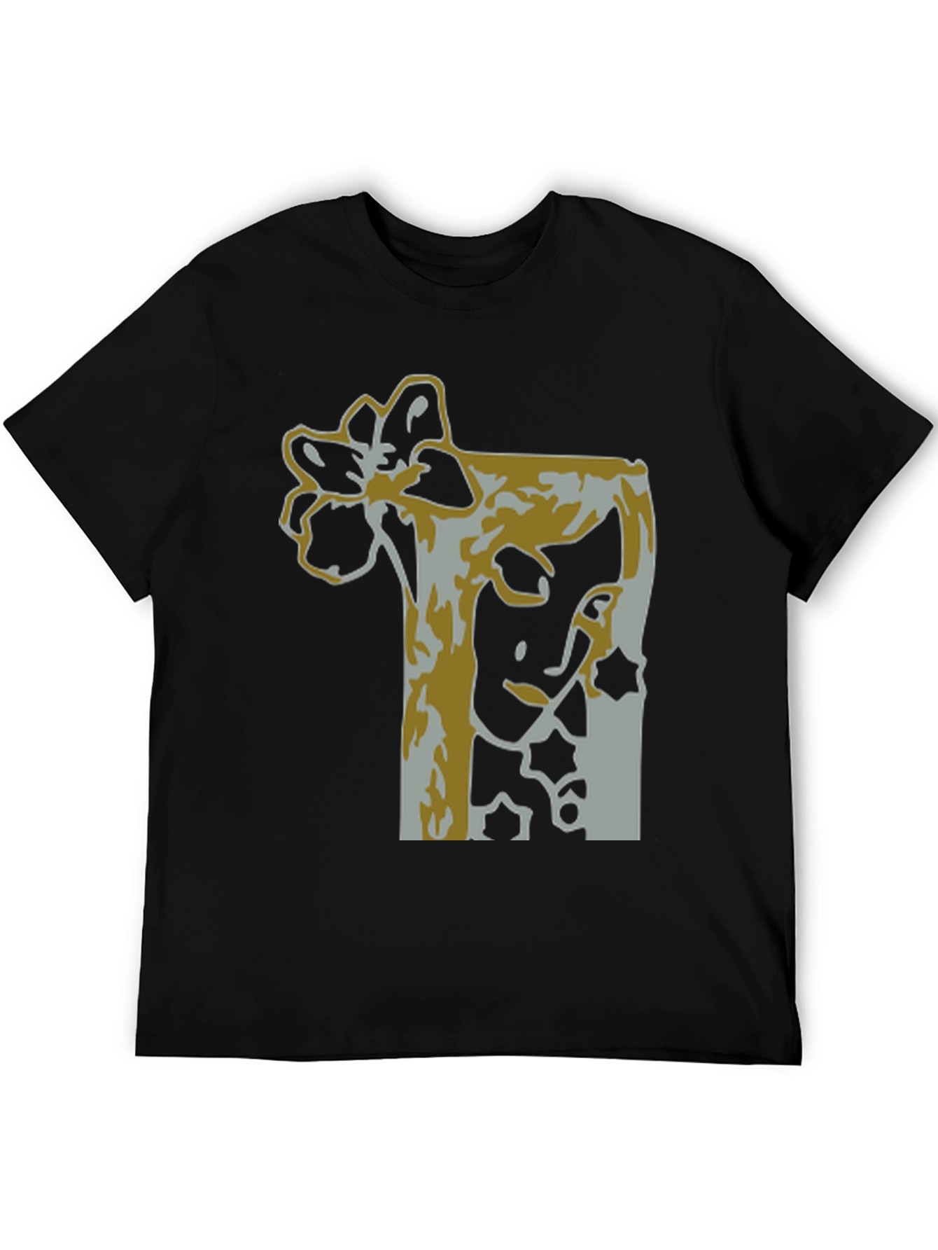 Abstract Flower Graphic Tee - Stylish Black T-Shirt