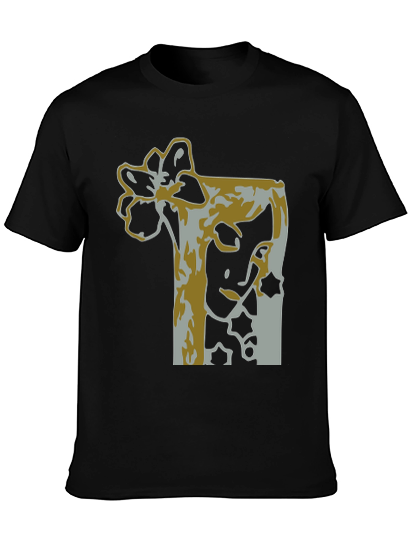 Abstract Flower Graphic Tee - Stylish Black T-Shirt