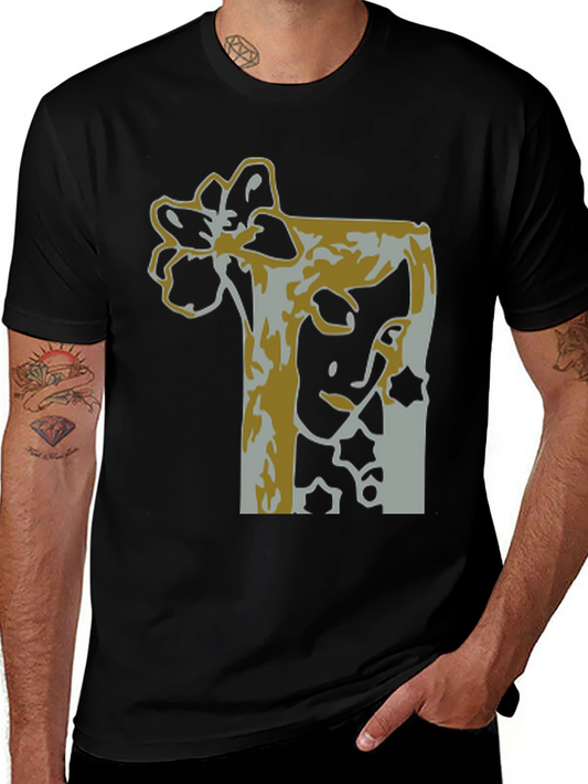 Abstract Flower Graphic Tee - Stylish Black T-Shirt