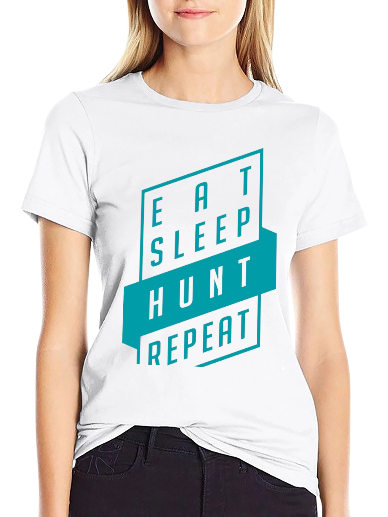 Eat Sleep Hunt Repeat Black Graphic Tee