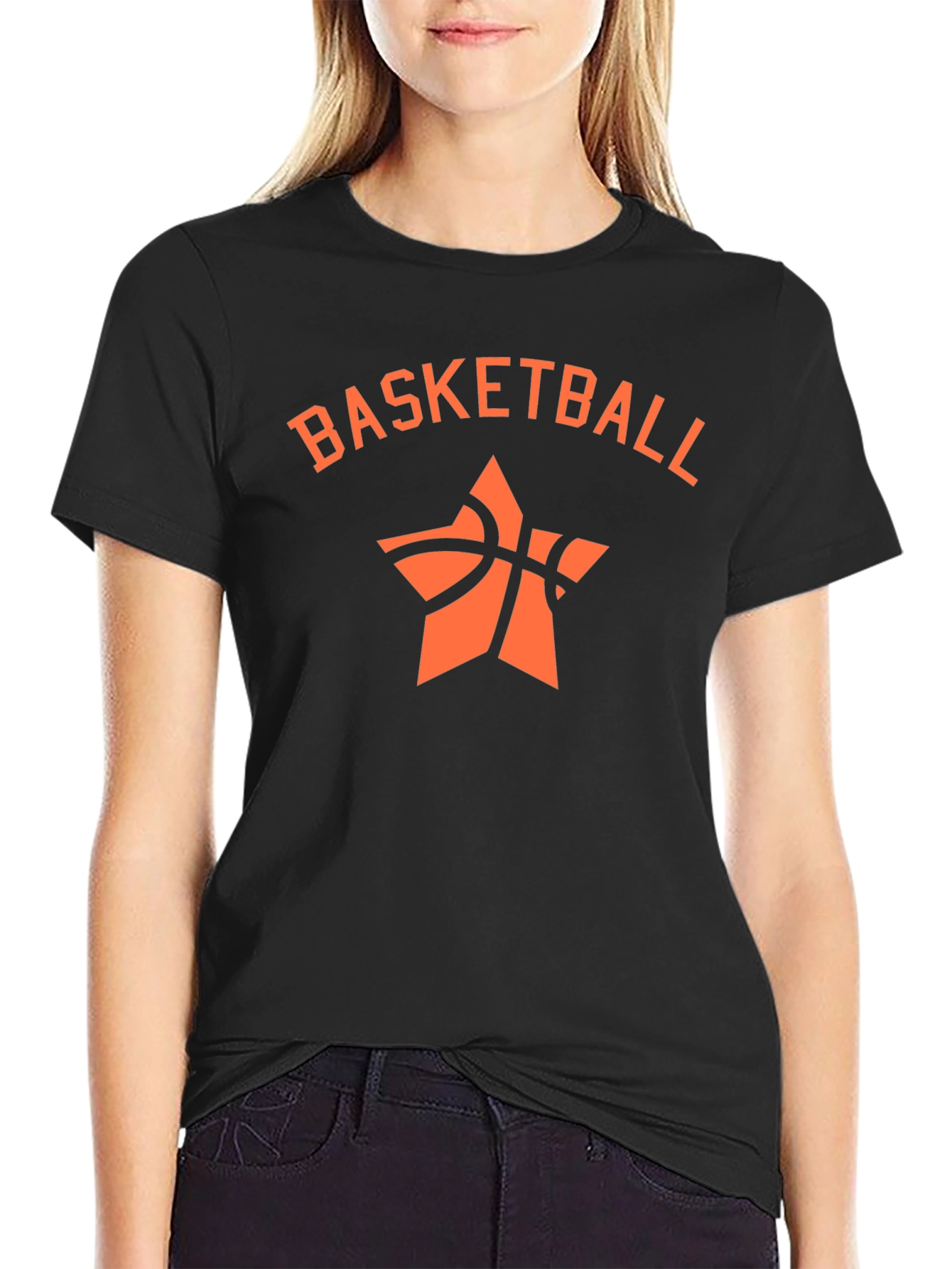 Basketball Star Graphic Tee - Black Cotton T-Shirt