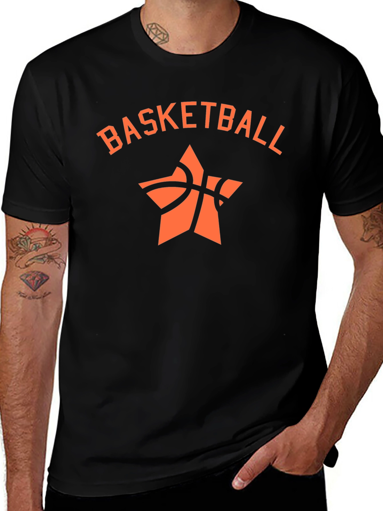 Basketball Star Graphic Tee - Black Cotton T-Shirt