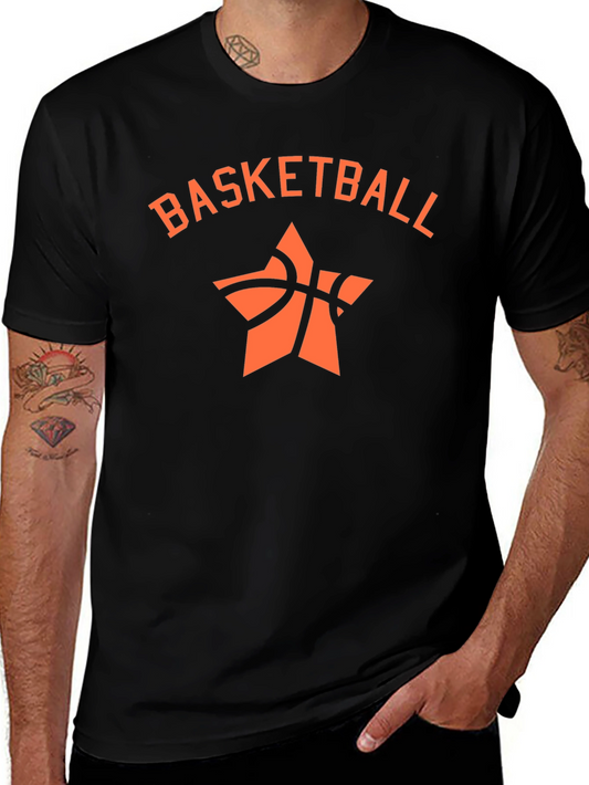 Basketball Star Graphic Tee - Black Cotton T-Shirt