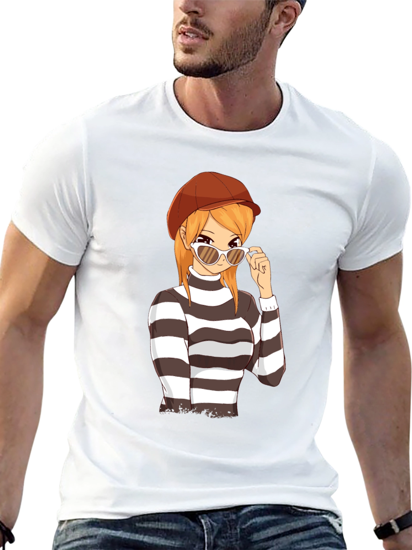 Anime Girl Striped Shirt