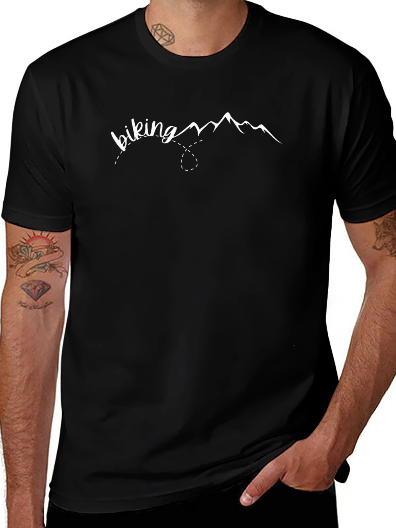 Biking Mountain Graphic Tee - Unisex Black T-Shirt