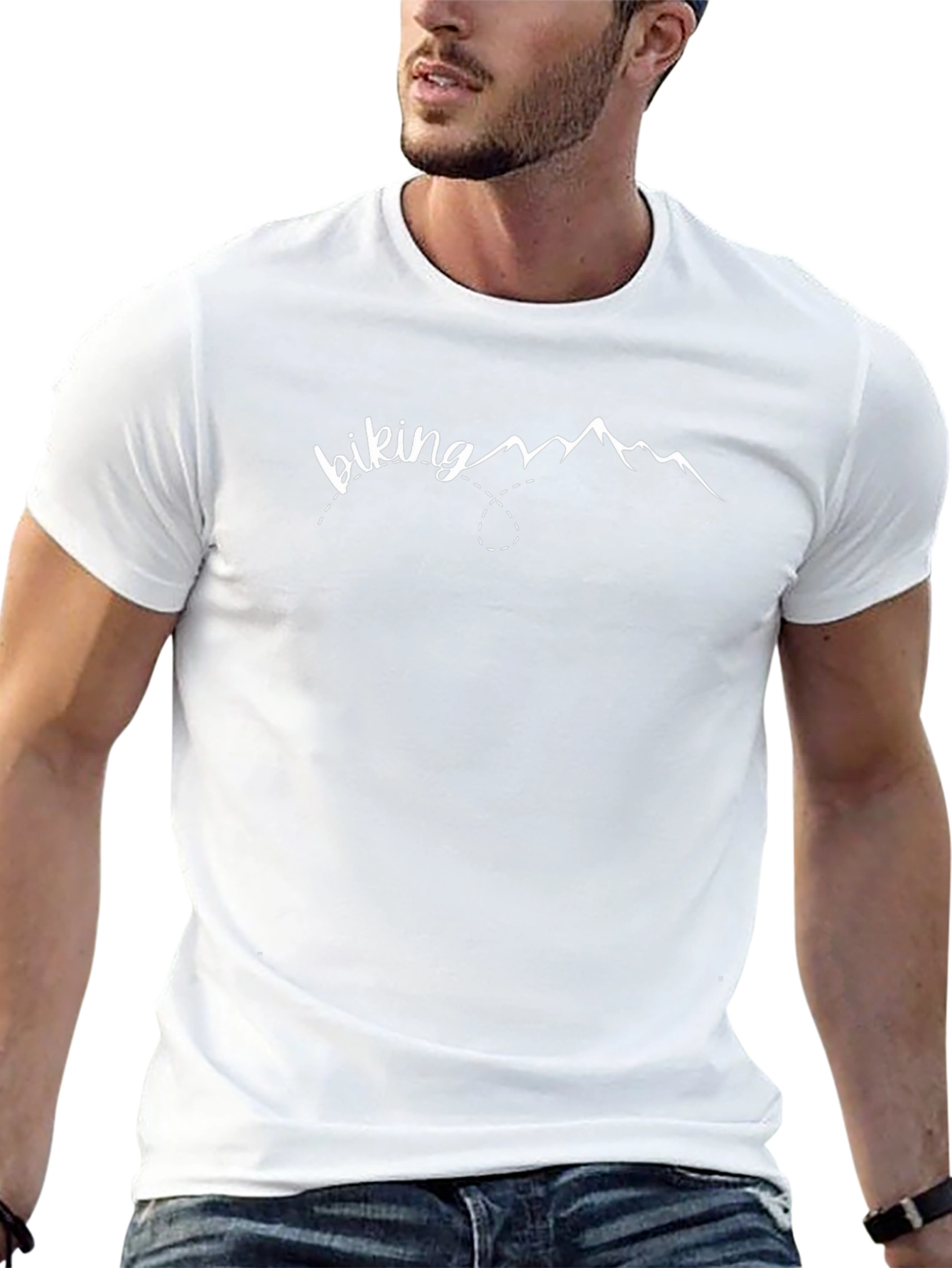 Biking Mountain Graphic Tee - Unisex Black T-Shirt