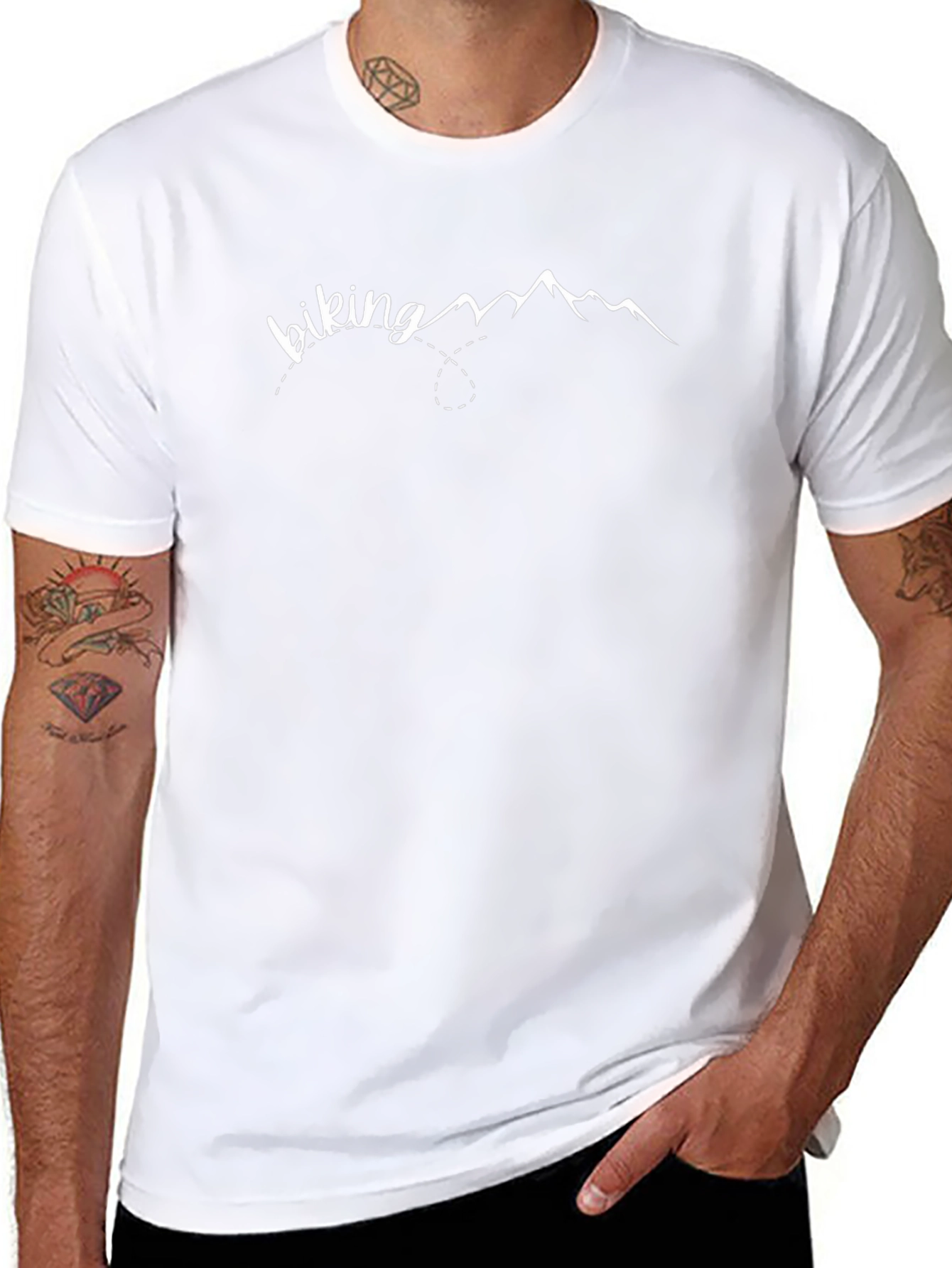 Biking Mountain Graphic Tee - Unisex Black T-Shirt