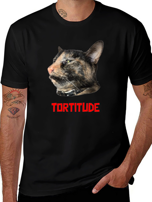 Tortitude Cat Graphic T-Shirt - Unisex Black Tee