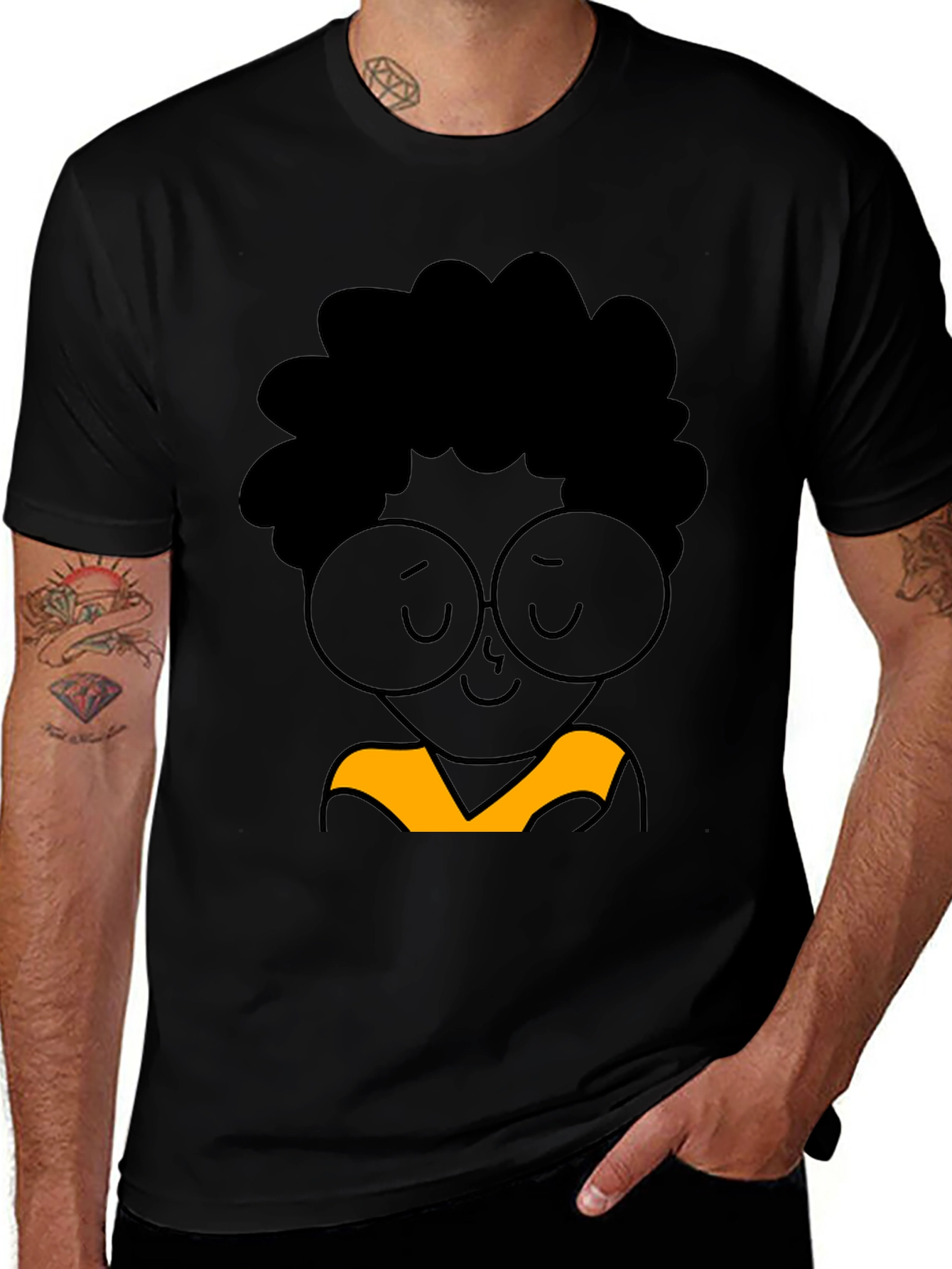 Cool Cartoon Graphic Black T-Shirt